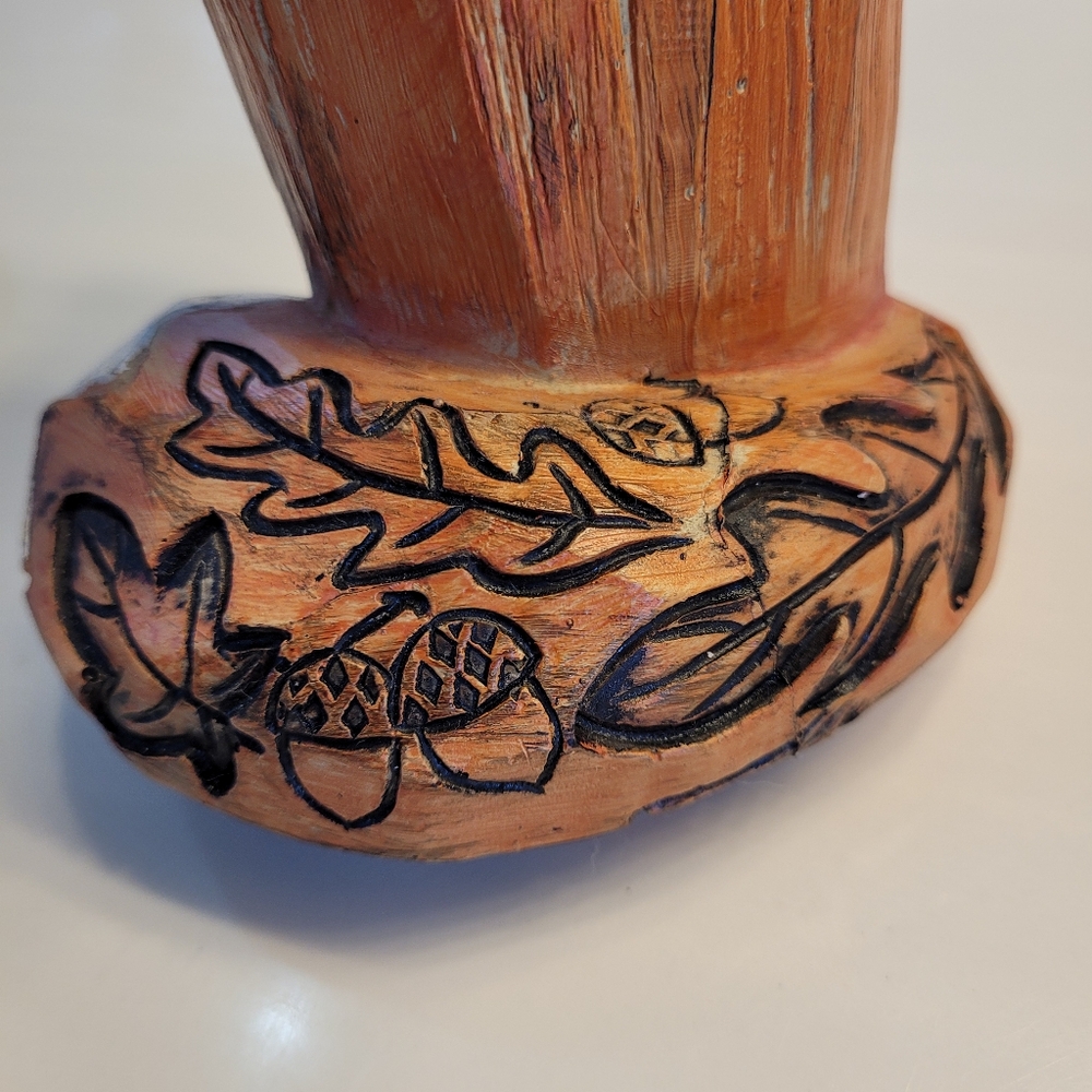 Fox Figurine Rustic Wood-look Resin With Woodsy Etchings On Tail - Picture 15 of 16